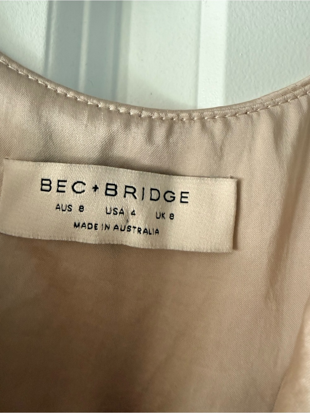 Bec & Bridge Champagne Satin Maxi Dress with Slit - Picture 3 of 4
